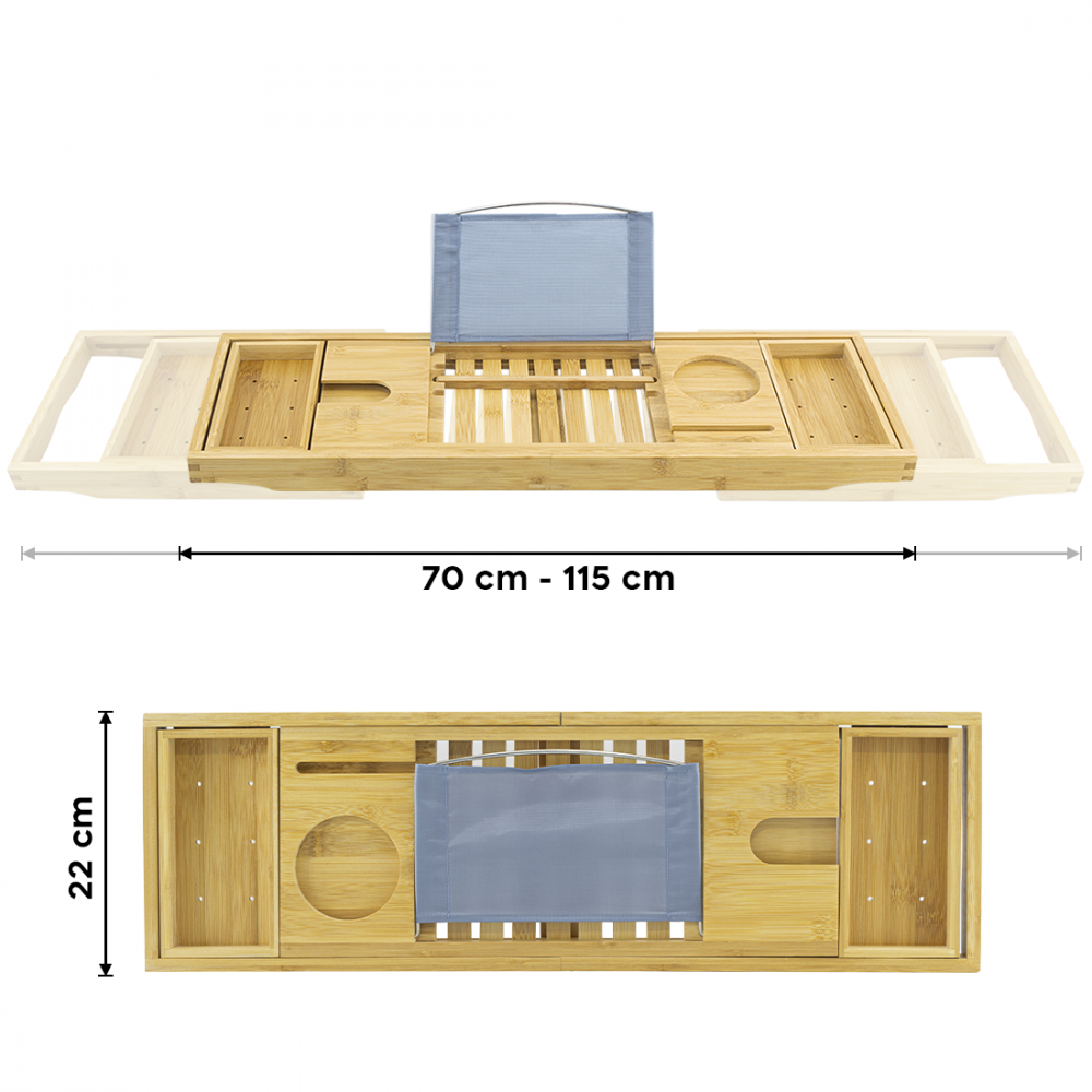 Vassoio Vasca da Bagno Estensibile in Bambù...