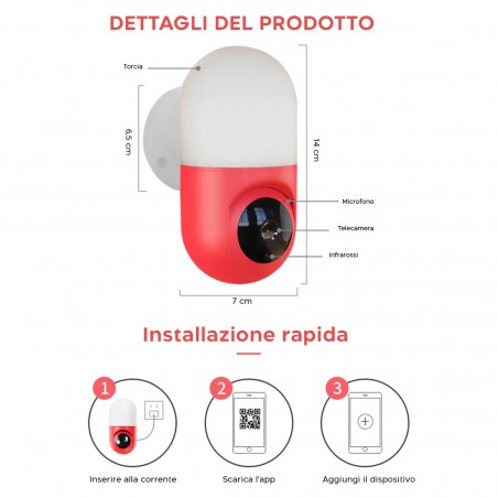 Telecamera di Sicurezza Wireless Full HD Q-S036 Rotazione 360° Visione Notturna