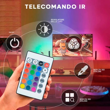 Striscia LED Multicolore 5mt 71989 Neon RGB 120 LED Impermeabile con Telecomando