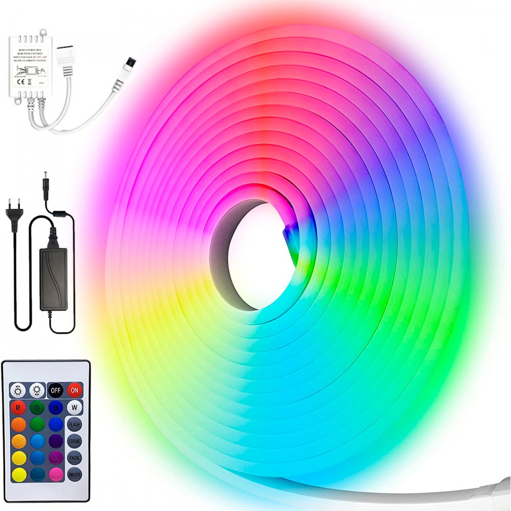 Striscia LED Multicolore 5mt 71989 Neon RGB 120 LED Impermeabile con Telecomando