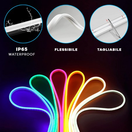 Striscia LED Multicolore 5mt 71989 Neon RGB 120 LED Impermeabile con Telecomando