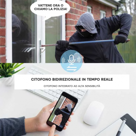 Telecamera di Sicurezza Wireless Full HD Q-S036 Rotazione 360° Visione Notturna