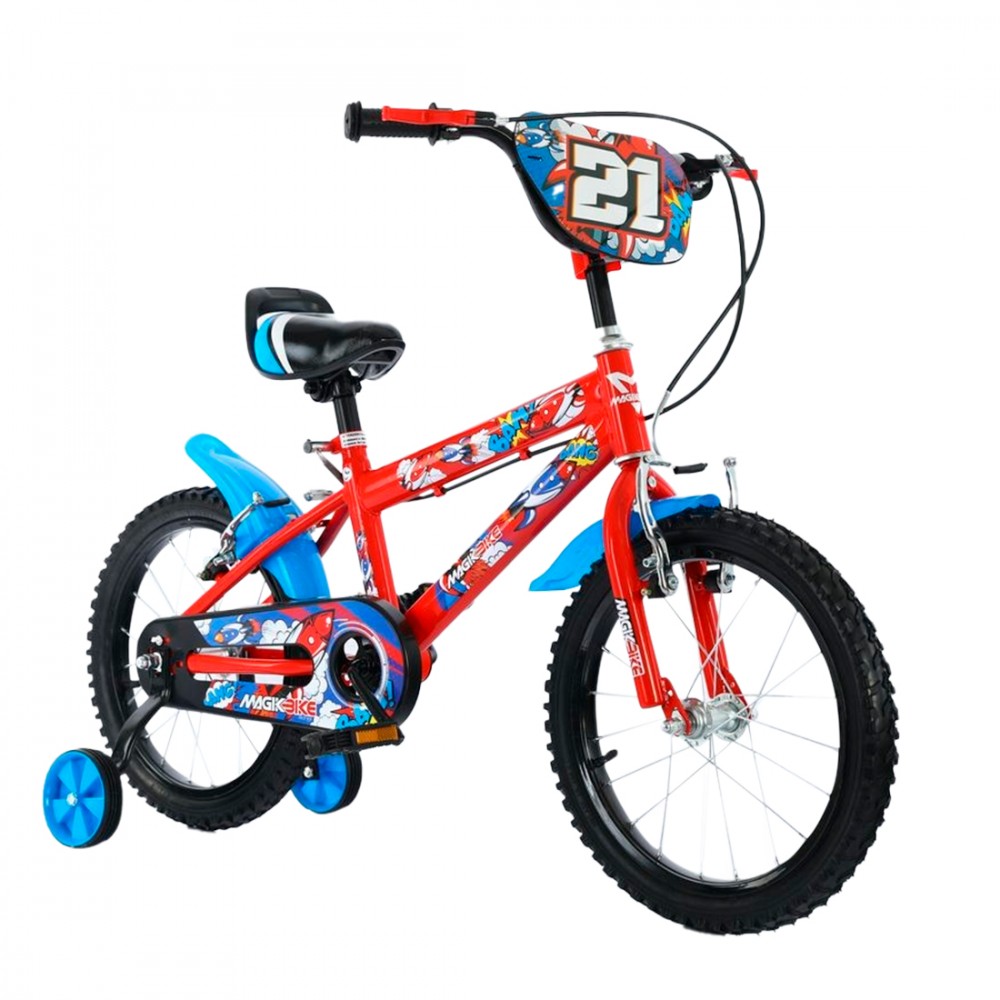 Bicicletta Magic Bambini Taglia 16" Linea BOOM Età 5-7 anni Rotelle di Supporto