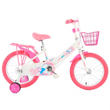 Bicicletta Magic Bambini Taglia 16" Linea LOVE Età 5-7 anni Rotelle e Cestino
