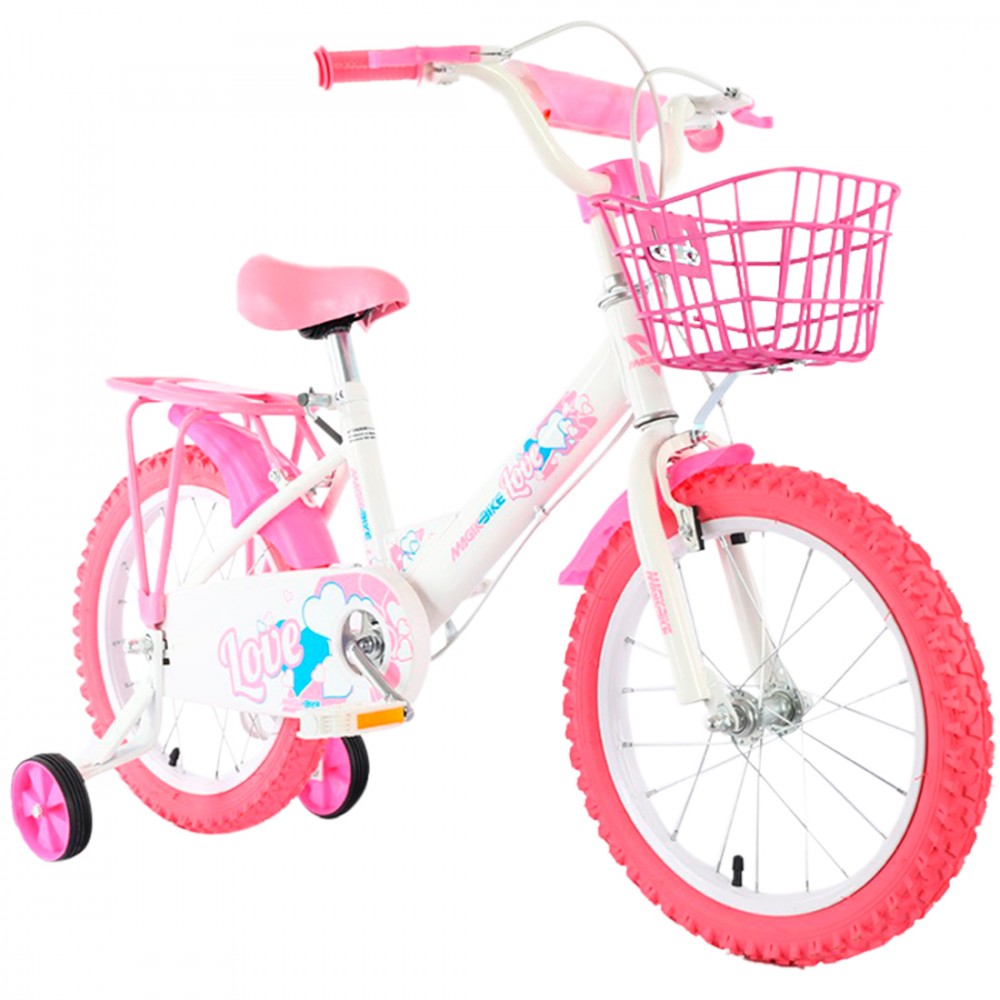 Bicicletta Magic Bambini Taglia 16" Linea LOVE Età 5-7 anni Rotelle e Cestino