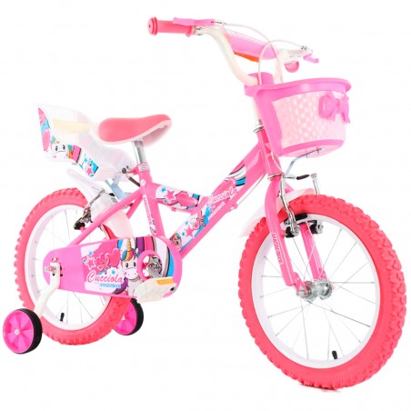 Bicicletta Magic Bambina Taglia 16" Linea UNICORN Età 5-7 anni Rotelle e Cestino