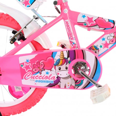 Bicicletta Magic Bambina Taglia 16" Linea UNICORN Età 5-7 anni Rotelle e Cestino