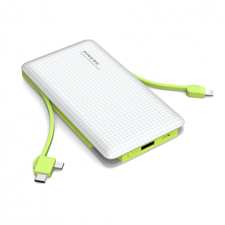 Power Bank Sottile 10000 mAh Caricabatterie Portatile Slim 3 Uscite Cavi Inclusi