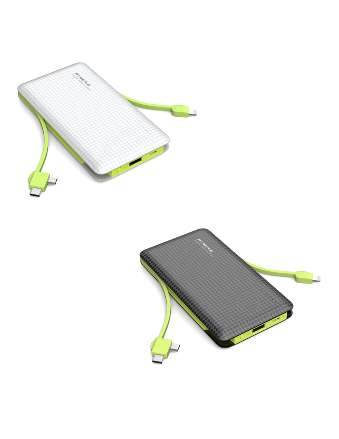 Power Bank Sottile 10000 mAh Caricabatterie Portatile Slim 3 Uscite Cavi  Inclusi