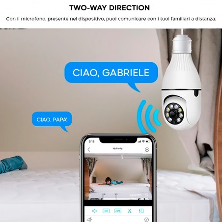 Telecamera Wi-Fi Videocamera Nascosta Lampada Esterno Interno Lampadina Zoom Cam