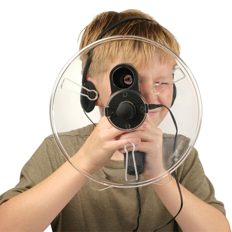 Kit spy ear microfono spia direzionale ambientale parabola 100 mt monocolo 8x