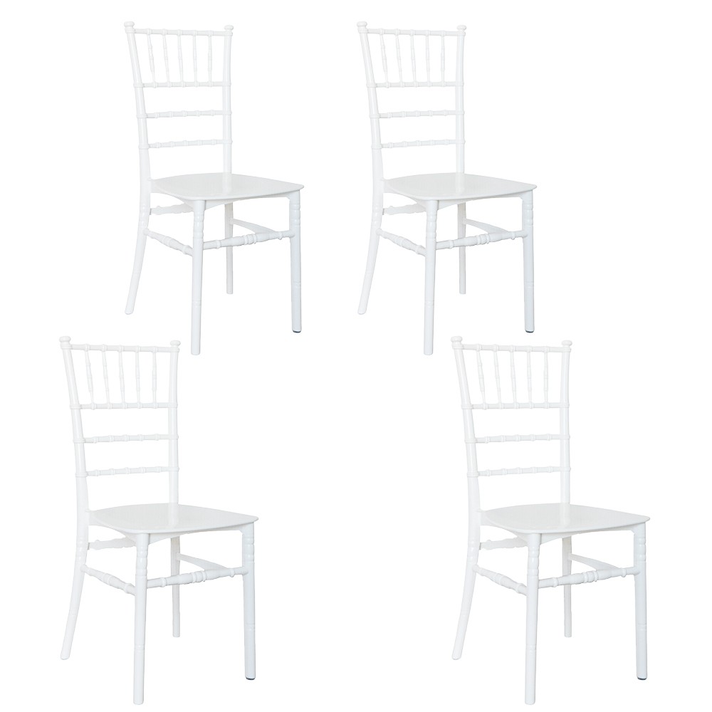 Set 4 Sedie di Chiavari Bianca Design Classico per Catering Chiavarina Vintage