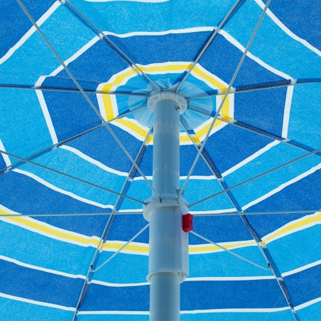 Ombrellone Da Mare Palo in Alluminio Inclinabile 180cm  8 Stecche a Strisce