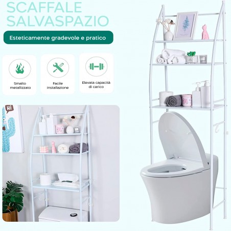 Scaffale Multifunzione Per Bagno 093230 Rack Mensole Salvaspazio 165x25x47cm