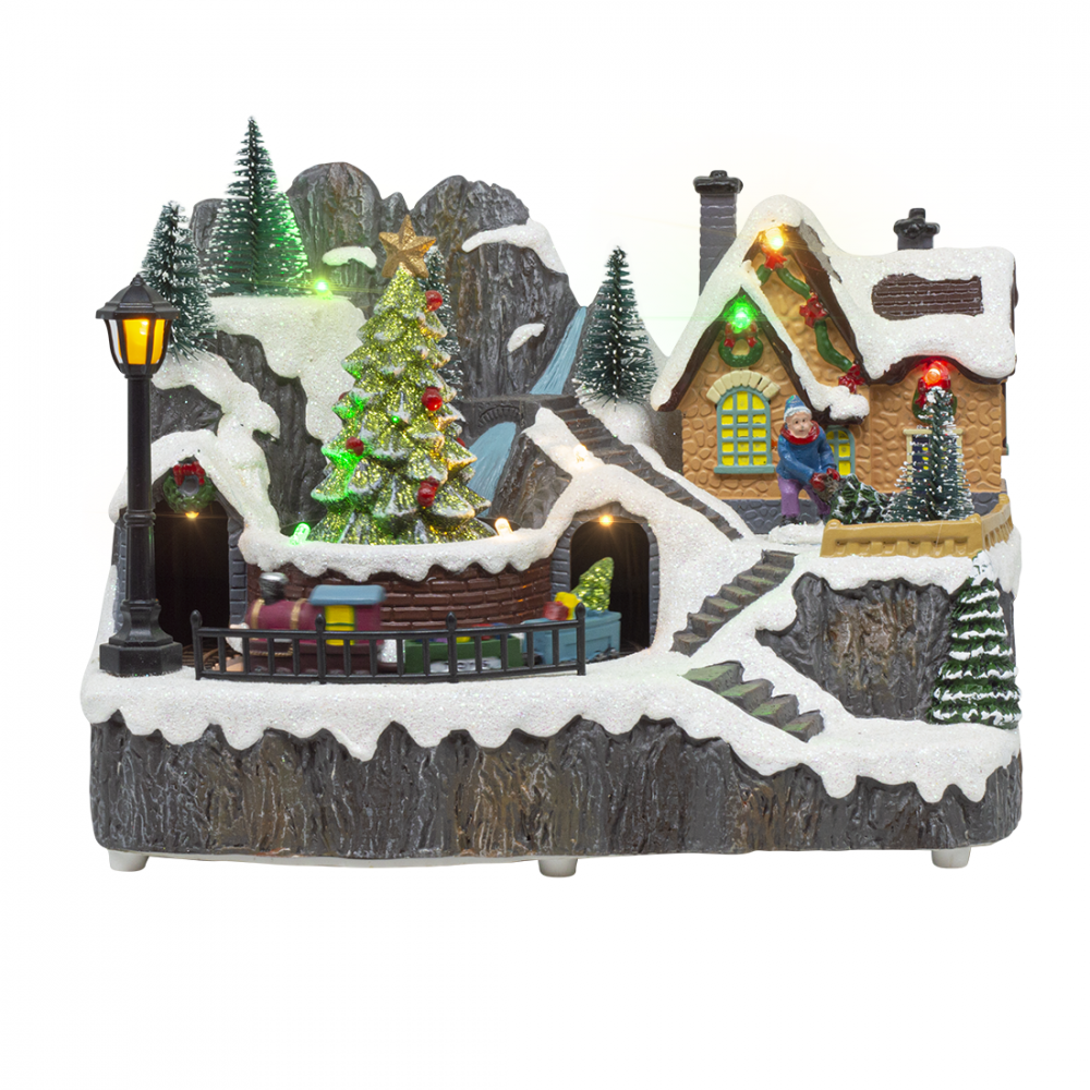 Villaggio Natalizio 23x15x18 cm 361073 Addobbo con Luci Musica e Movimento
