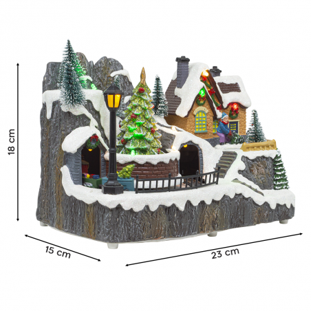 Villaggio Natalizio 23x15x18 cm 361073 Addobbo con Luci Musica e Movimento