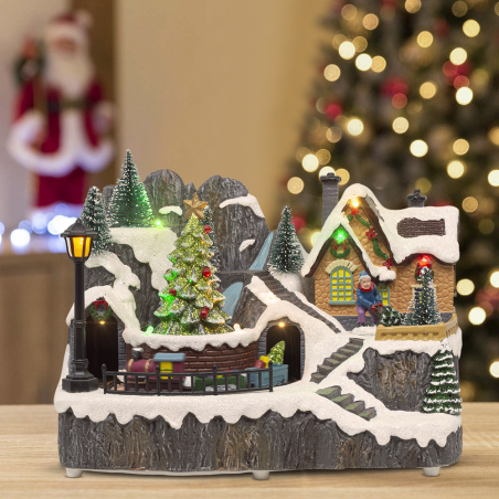 Villaggio Natalizio 23x15x18 cm 361073 Addobbo con Luci Musica e Movimento