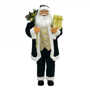 Babbo Natale Nero e Oro 144267 Abito in Velluto 110cm con...