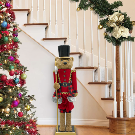 Orso Schiaccianoci 392052 Soldatino Rosso con Ascia 60H cm Addobbo di Natale