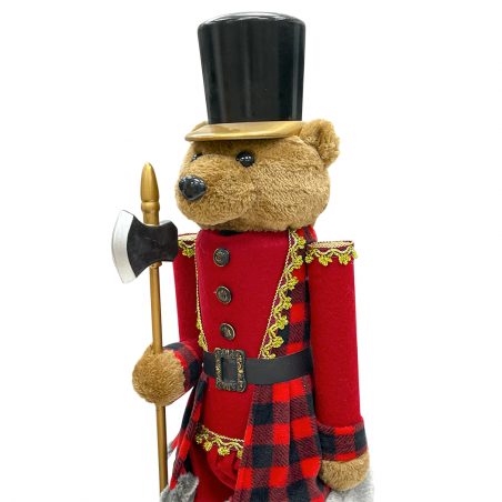 Orso Schiaccianoci 392052 Soldatino Rosso con Ascia 60H cm Addobbo di Natale