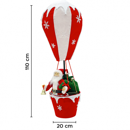 Mongolfiera Babbo Natale 392050 Decorazioni Natalizie 110H cm con Luci e Suoni