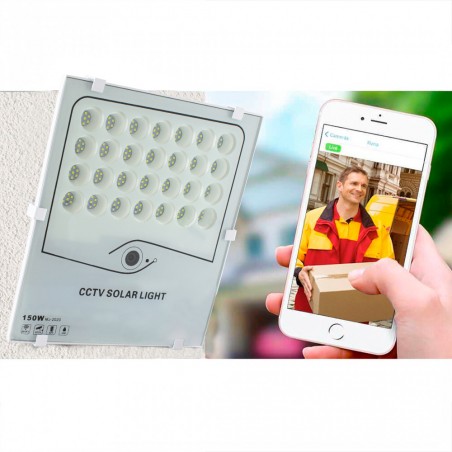 Faro LED 150W Luce Fredda Pannello Solare Telecamera di Sorveglianza Wi-fi APP