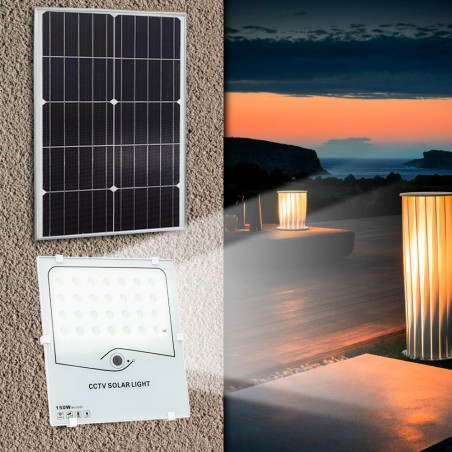 Faro LED 150W Luce Fredda Pannello Solare Telecamera di Sorveglianza Wi-fi APP
