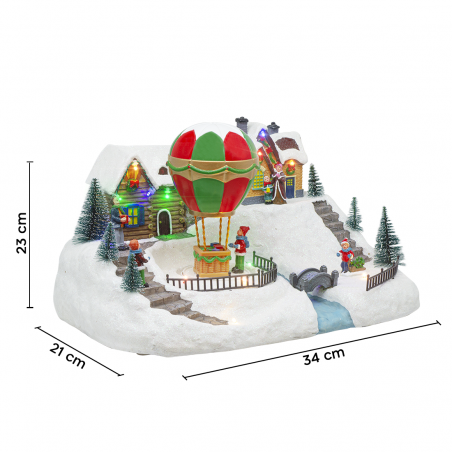 Villaggio Natalizio 34x23x22 cm 361063 Addobbo con Luci Musica e Movimento