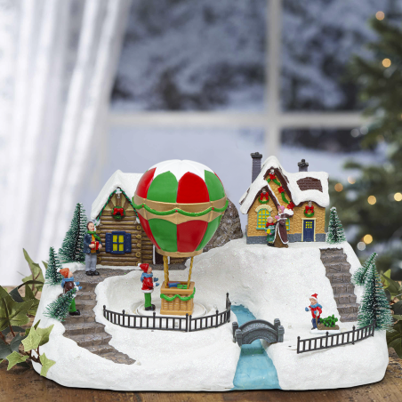 Villaggio Natalizio 34x23x22 cm 361063 Addobbo con Luci Musica e Movimento