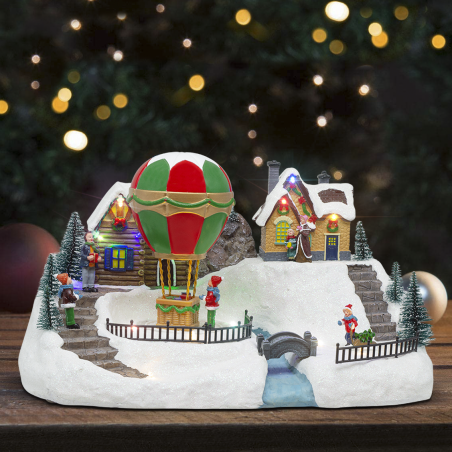 Villaggio Natalizio 34x23x22 cm 361063 Addobbo con Luci Musica e Movimento