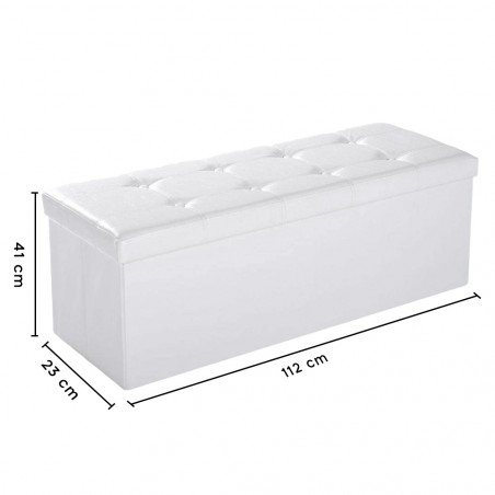 Pouf Contenitore Cassapanca Pieghevole Baule con Coperchio Imbottito in Ecopelle