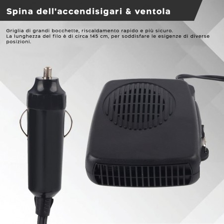 Termoventilatore Sbrinatore Portatile Riscaldamento Auto Presa Accendisigari 12V
