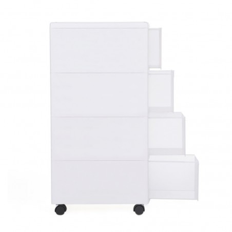 Carrello Stretto con 4 Cassetti Multiuso Scaffale Salvaspazio Bianco con Ruote