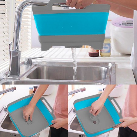 Vaschetta Bacinella Multiuso Pieghevole 605806 in Silicone con Tappo di Scarico