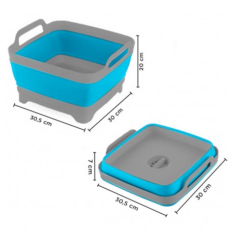 Vaschetta Bacinella Multiuso Pieghevole 605806 in Silicone con Tappo di Scarico