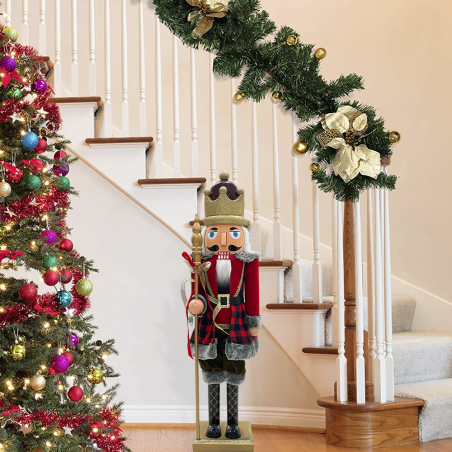 Soldato Schiaccianoci 392077 Rosso Scozzese 80H cm Addobbi Decorazioni Natalizie
