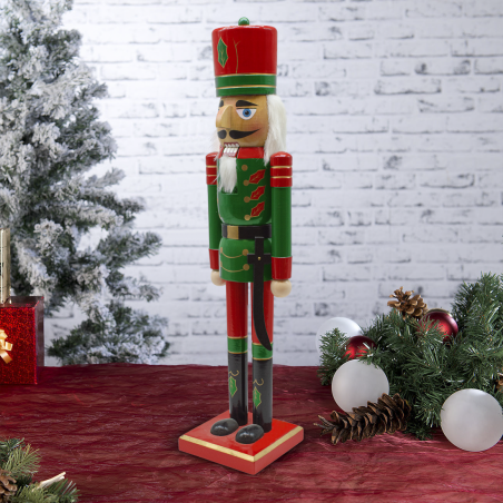Soldatino Schiaccianoci 50H 433032 Decorazioni di Natale Rosso Verde con Spada