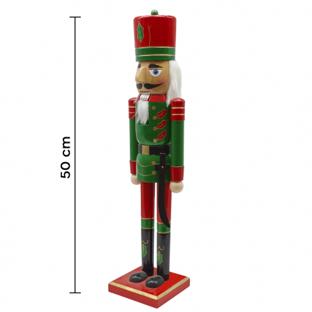 Soldatino Schiaccianoci 50H 433032 Decorazioni di Natale Rosso Verde con Spada