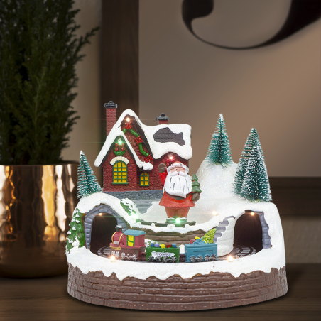 Villaggio Natalizio 361034 Giostra di Natale Luci Suoni Movimento 20x20x16 cm