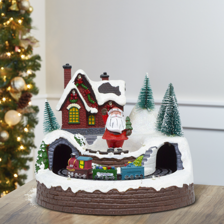 Villaggio Natalizio 361034 Giostra di Natale Luci Suoni Movimento 20x20x16 cm