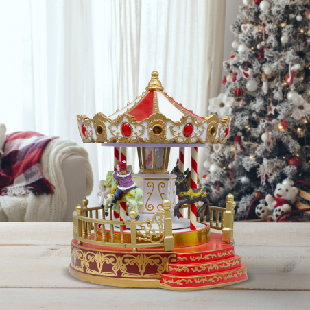 Carousel Giostra Natalizia 361045 Natale con Luci Suoni e Movimento 18x18x20 cm
