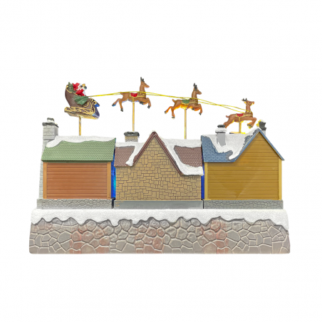 Villaggio Natalizio Slitta 367011 Addobbo con Luci Suoni e Movimento 40x18x28cm