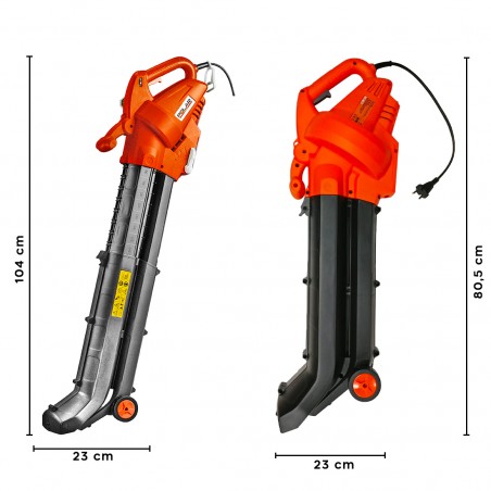 Soffiatore Elettrico ROYALWAVE Aspiratore Trituratore Foglie 2800W con Sacco