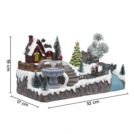 Villaggio Natalizio 32x17x19cm 361069 Addobbo con Luci Musica e Movimento