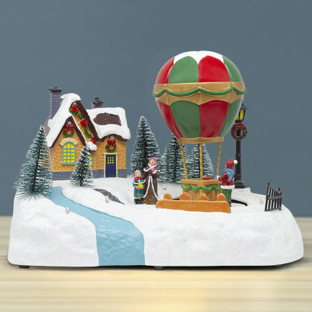 Villaggio Natalizio 28x18x18cm 361060 Addobbo con Luci Suoni e Movimento