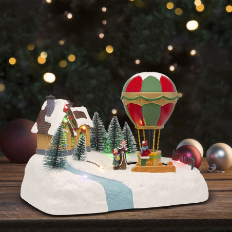 Villaggio Natalizio 28x18x18cm 361060 Addobbo con Luci Suoni e Movimento