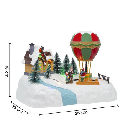 Villaggio Natalizio 28x18x18cm 361060 Addobbo con Luci Suoni e Movimento
