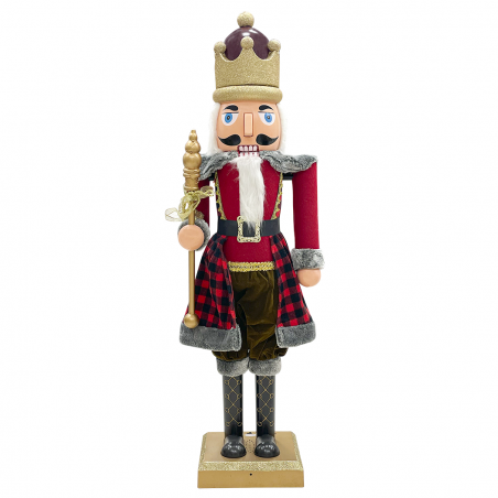 Soldato Schiaccianoci 392076 Rosso Scozzese 120H cm con Luci Suoni e Movimento