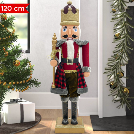 Soldato Schiaccianoci 392076 Rosso Scozzese 120H cm con Luci Suoni e Movimento
