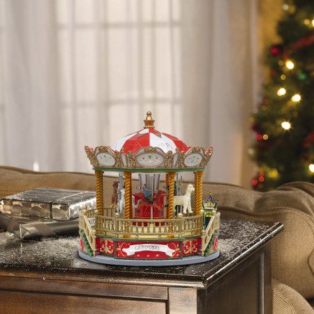 Carousel Giostra Natalizia 367002 Natale con Luci Suoni e Movimento 23x23x24 cm